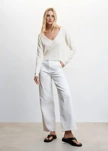 Jersey Crayon2 Blanco Talla M Mujer Mango