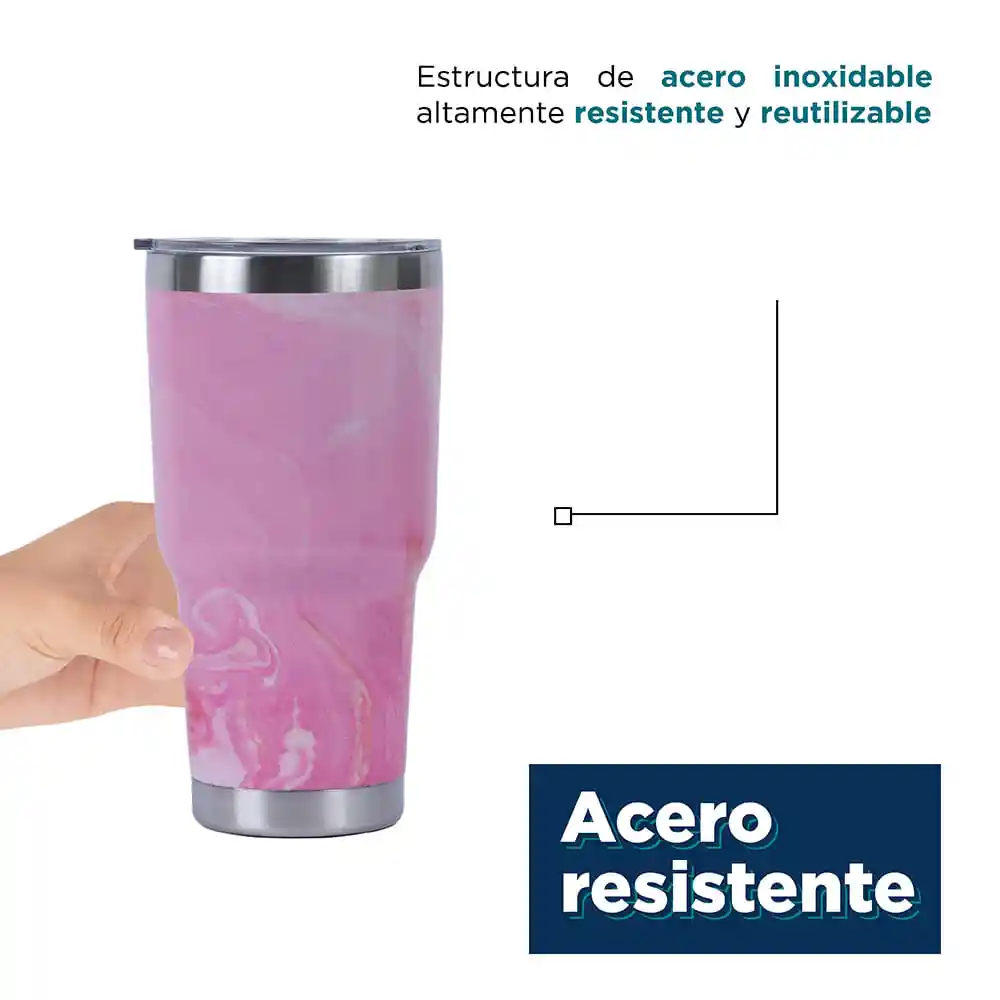 Vaso de Acero Tie Dye Rosa Miniso