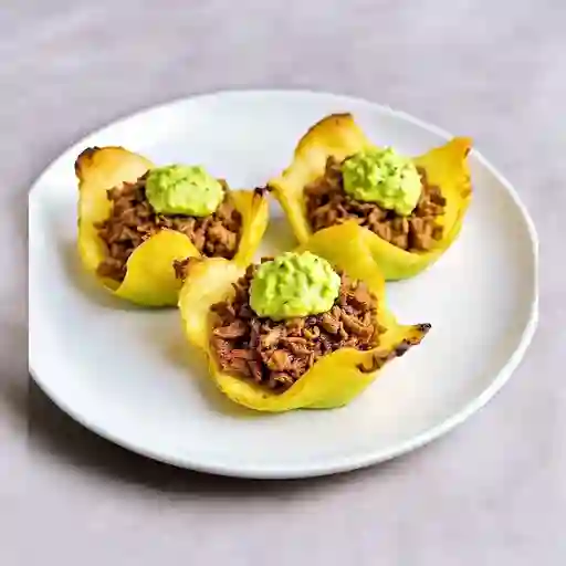 4 Canastas De Platano Con Carne Desmechada