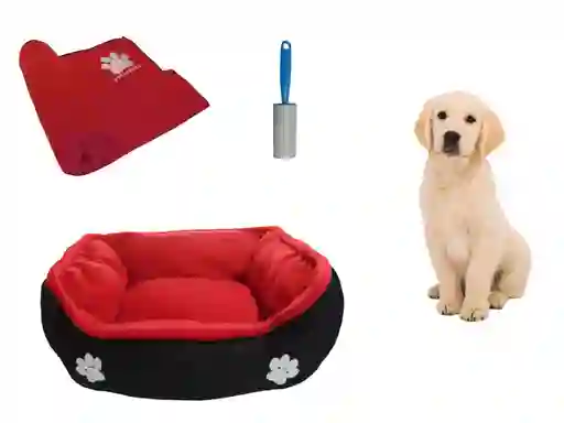 Hally Pets Set Cama + Cobija + Quitamotas Rojo OT0003