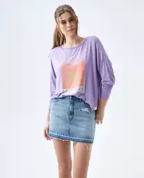  Camiseta Mujer Morado Talla S 602E006 AMERICANINO 