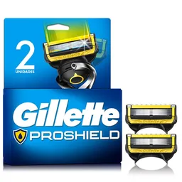 GILLETTE Proshield Repuestos Cuchilla de Afeitar Máquina de Afeitar con 5 Hojas Afeitado más al Ras Afeitadora para Hombre 2 Uds