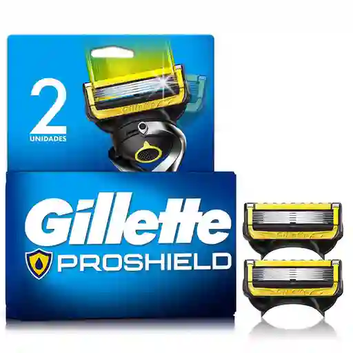 GILLETTE Proshield Repuestos Cuchilla de Afeitar Máquina de Afeitar con 5 Hojas Afeitado más al Ras Afeitadora para Hombre 2 Uds