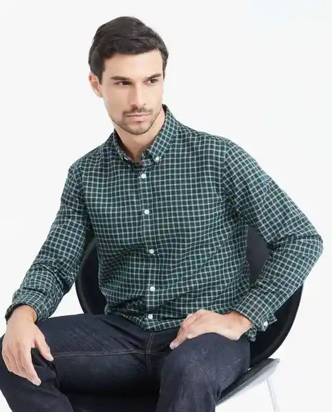 Camisa Plaid Verde Pluvisilva Ultraoscuro XL Chevignon