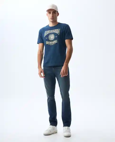 Camiseta Hombre Azul Talla M 841G001_AZU184039 Americanino