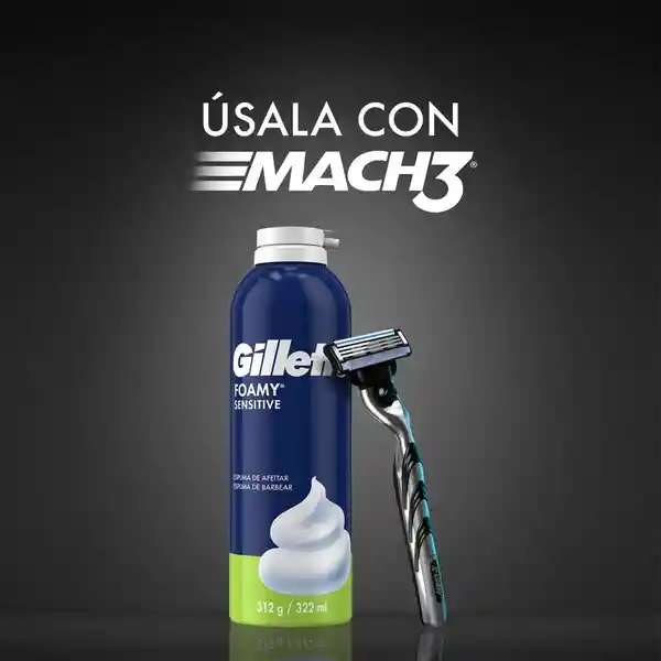 GILLETTE Foamy Sensitive Espuma de Afeitar Ideal para Hombres con Piel Sensible Afeitadas sin Irritación 179 mL