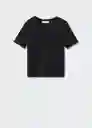 Camiseta Nacar Negro Talla 18 Mujer Mango