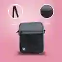 Bolso Crossbody Con Bolsa Frontal de Red Gris Miniso