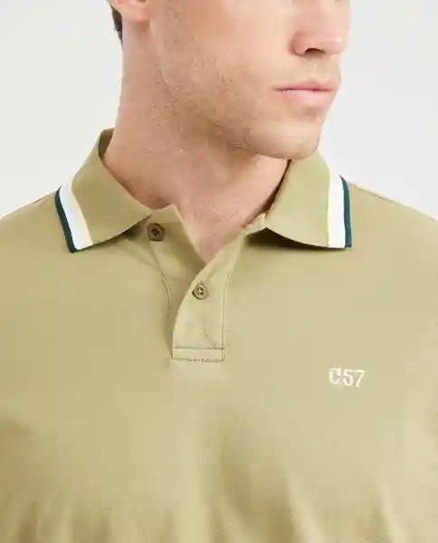 Camiseta Polo Neck Stripes - C57 Verde Boa Oscuro L Chevignon