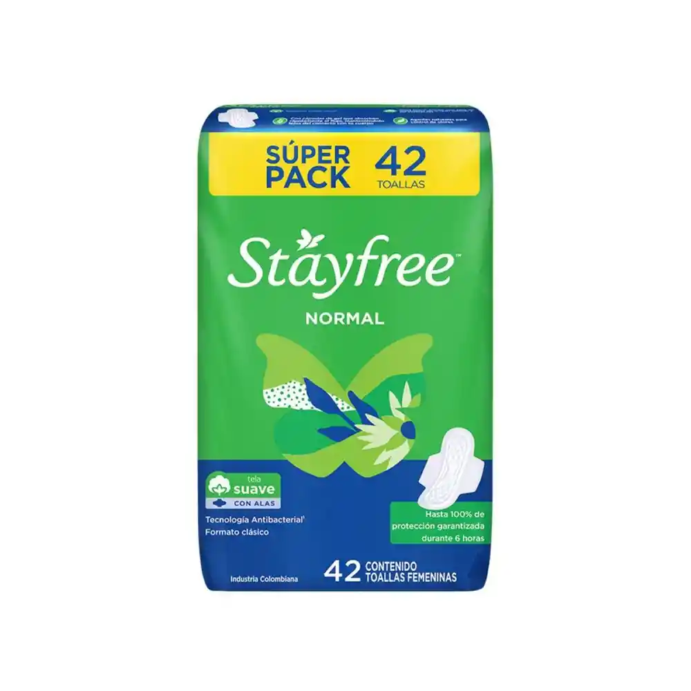  Toalla Higienica  Stayfree  Normal Alas 42 Und 