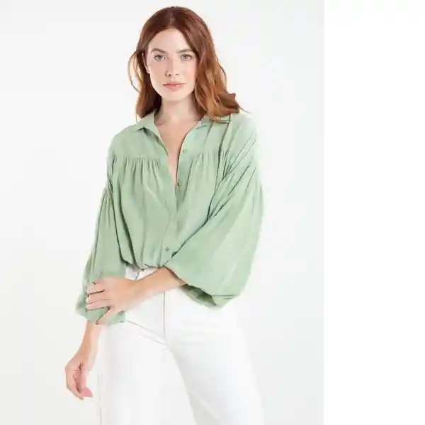  Camisa Free Mujer Verde Escarchado Claro Talla M Naf-Naf 