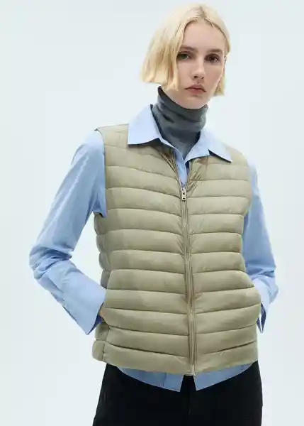 Chaleco Blanvest Verde Pastel Talla L Mujer Mango