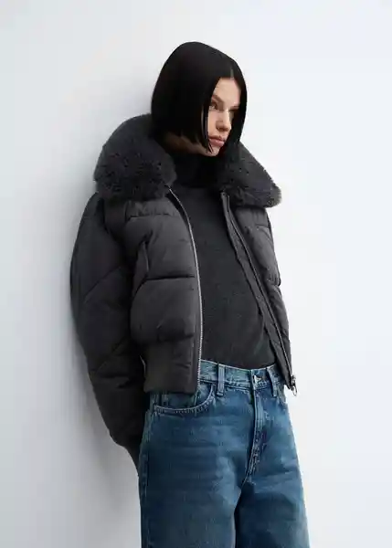 Abrigo Anorak Twist Gris Oscuro Vigoré Talla L Mujer Mango