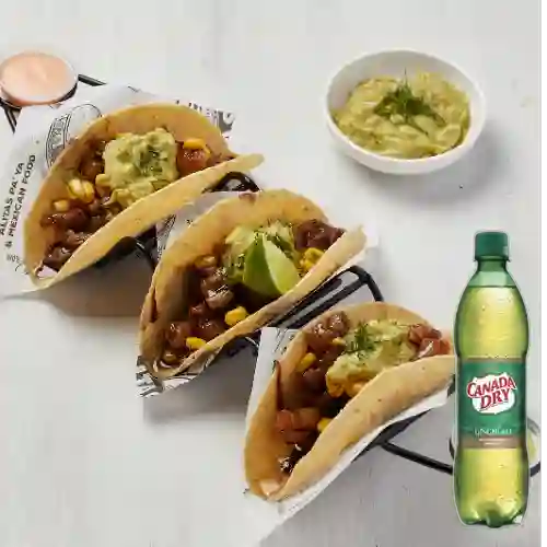 Tacos Chicharrón Caramelizado +Canada Dry Ginger Ale 400ml