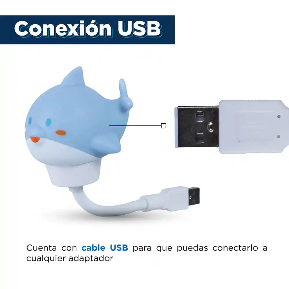 Luz Nocturna de Animales Lindos Usb Tiburon Miniso