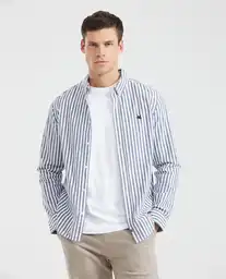 Camisa In Striped Mix Manga Larga Azul Medianoche L Chevignon