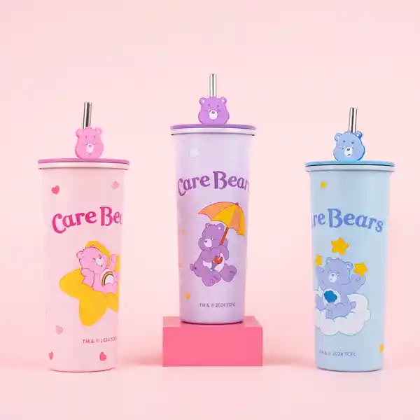 Vaso de Acero Inoxidable Pitillo Care Bears Morado 800 mL Miniso