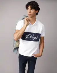 Polo Hombre Blanco Talla Large 4570100 American Eagle