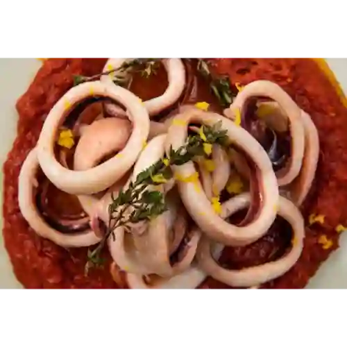 Aros de Calamar Salteados en Salsa de Aj