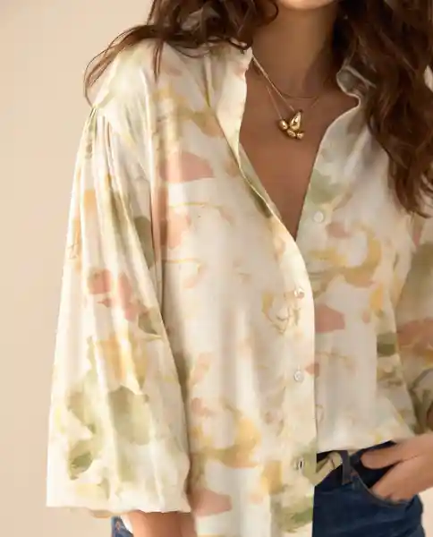 Camisa Amarillo Seda Claro Talla L 611G005 Esprit