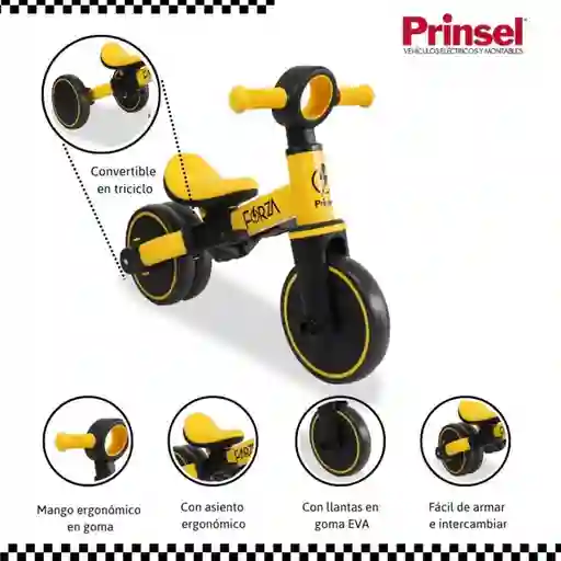 Prinsel Bicicleta Triciclo 2 en 1 Balance Bike Forza Amarillo