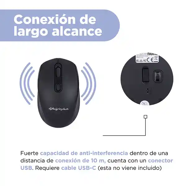 Mouse Inalámbrico Life is For Fun Negro Mod Lw13Mc Miniso