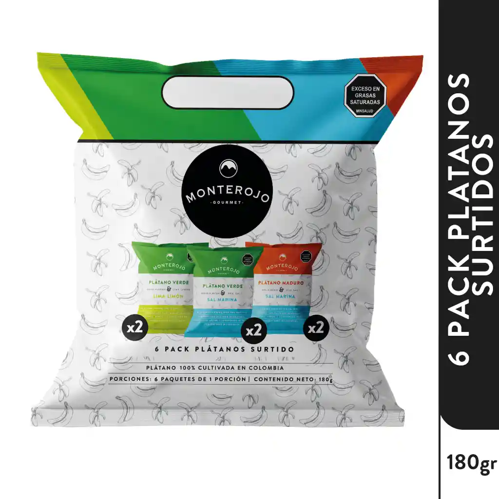 Monterojo Six Pack Platanos Surtidos 180gr