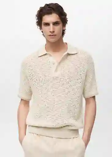 Camiseta Polo Roca Marfil Talla S Hombre Mango