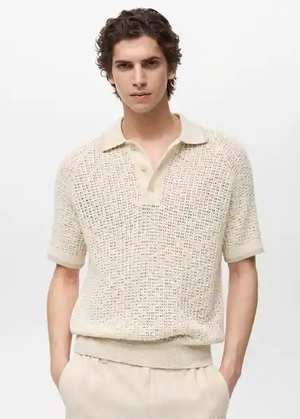 Camiseta Polo Roca Marfil Talla S Hombre Mango