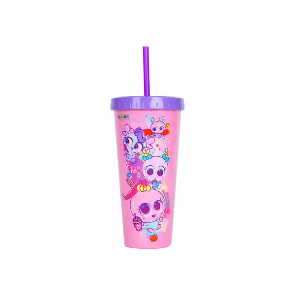 Vaso de Plástico Distroller Series Pitillo Rosa 640 mL Miniso