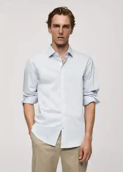 Camisa Play Celeste Talla L Hombre Mango