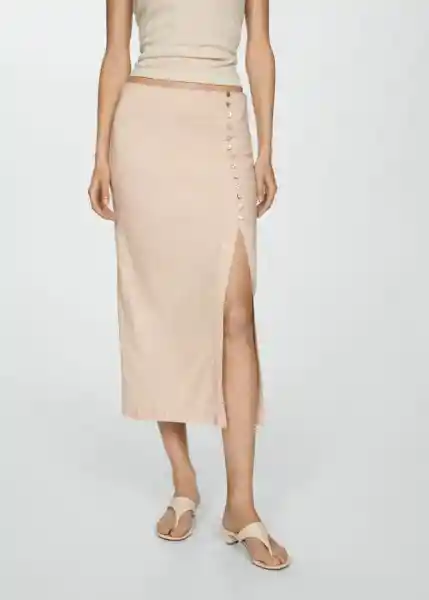 Falda Carla Beige Talla 38 Mujer Mango