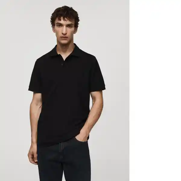 Camisa Polo Rea Negro Talla Xs Hombre Mango