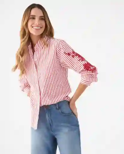 Camisa Manga Larga Rojo Gobelino Oscuro Talla M 619F070 Esprit