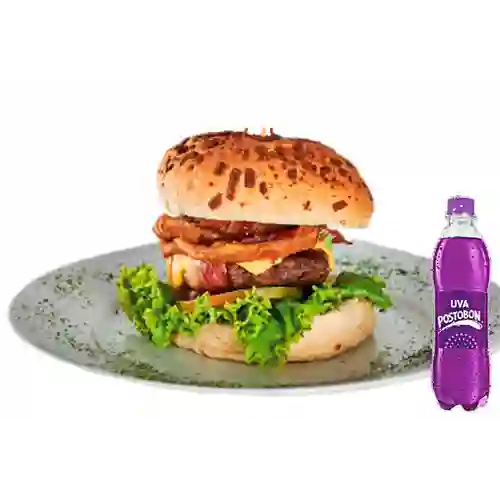 Combo Hamburguesa Americana + Uva Postobon 250 ml