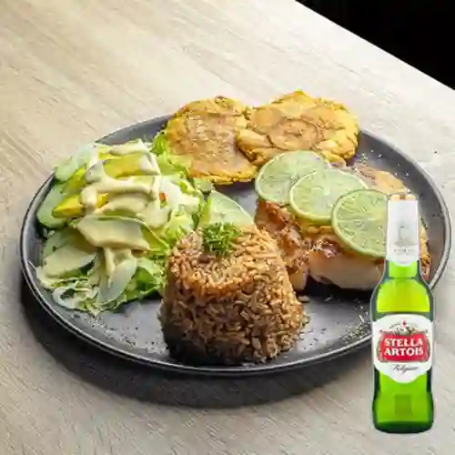Combo Salmón Asado + Stella Artois 350 ml