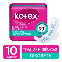 Kotex Toalla Femenina Discreta Antibacterial