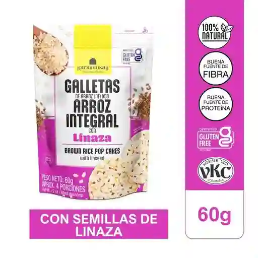 Karavansay Galletas de Arroz Integral Inflado con Linaza