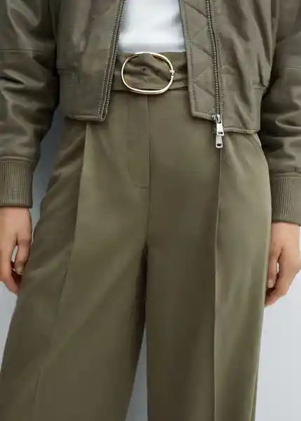 Pantalón Angie Khaki Talla 40 Mujer Mango