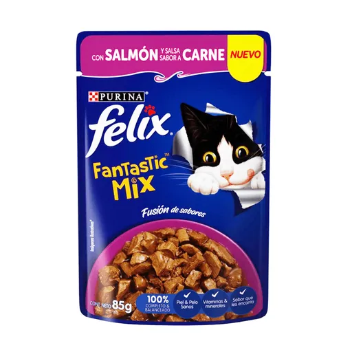 Felix Alimento Húmedo para Gato Adulto Fantastic Mix Salmón y Carne