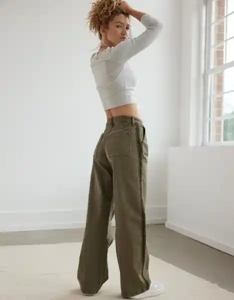 Pantalón Elástico de Aspecto Mujer Verde Talla 6 American Eagle