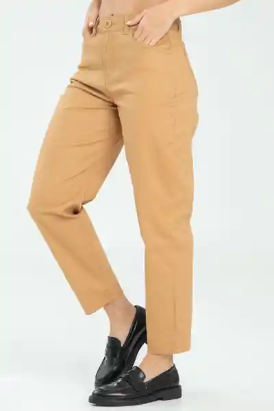 Pantalón Mom Cinco Bolsillos Color Beige Oscuro Talla 12 Ragged