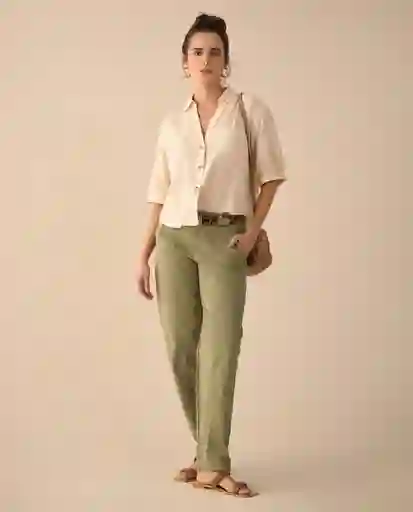 Pantalón Verde Óleo Medio Talla 12 631G016 Esprit