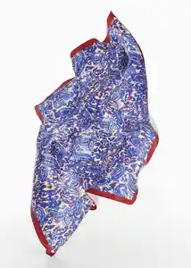 Pañuelo Cachemir Azul Talla 99 Mujer Mango