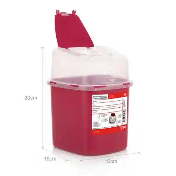 Estra Recipiente Residuos Corto Punsantes Rojo 2.8 L