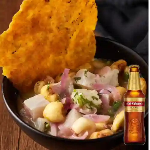 Combo Ceviche Peruano + Club Colombia Dorada 350 ml