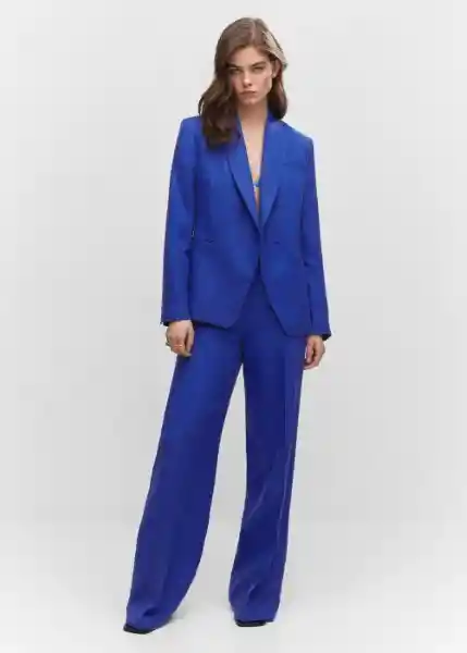 Blazer Americana Linet Azul Talla L Mujer Mango