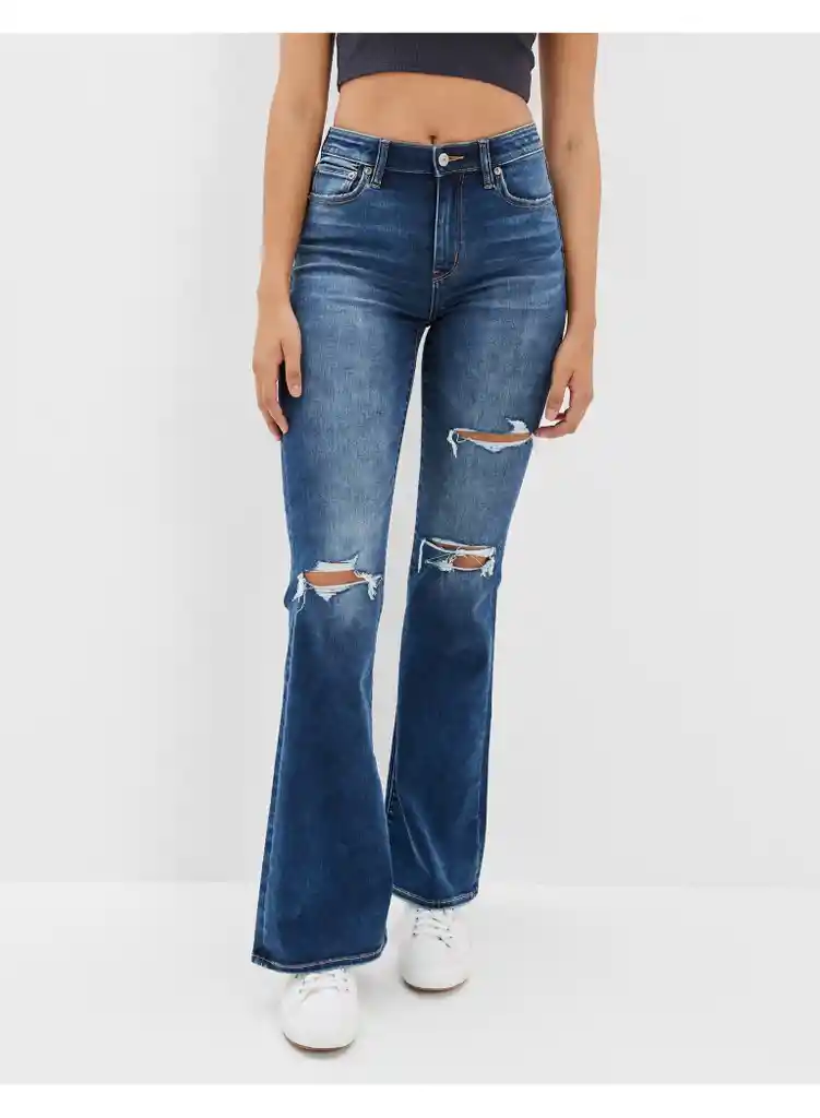 Jean Flare Azul Talla 2 Regular Mujer American Eagle