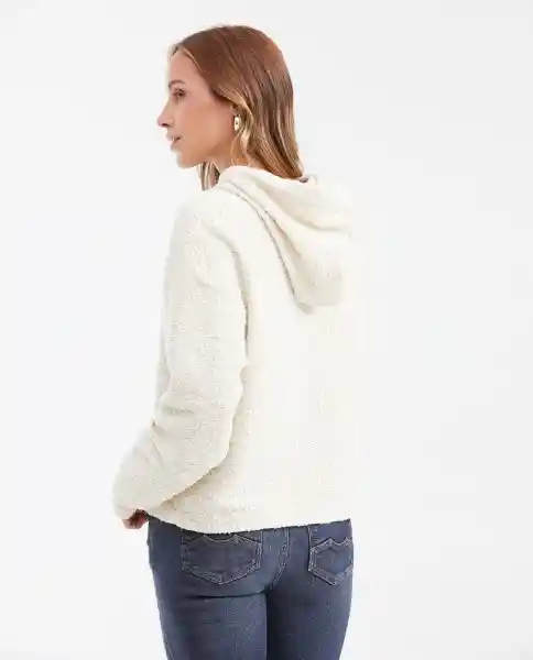 Buzo Hoodie Shiny Cord Crudo Cannoli Claro Talla L Chevignon