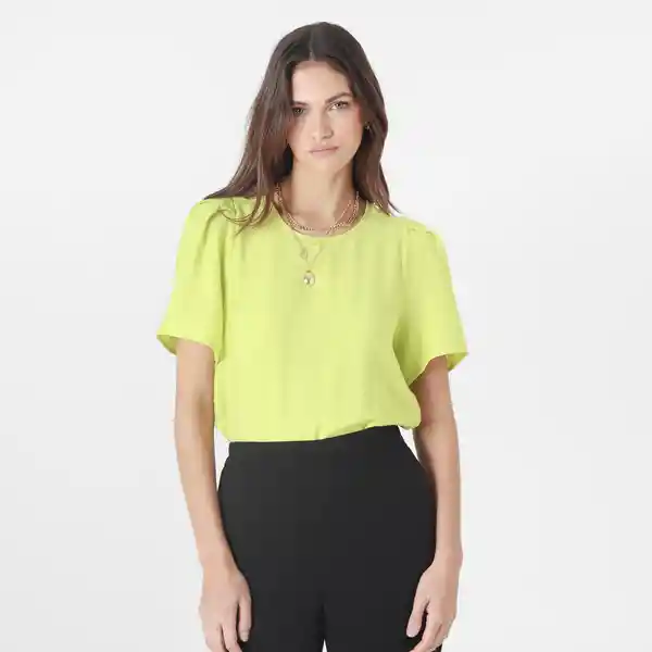 Blusa Cuello Redondo Manga Corta Verde Talla S 728546